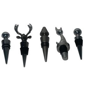 Wine Bottle Silver Metal Stoppers Deer Cat Ball Hive Decorative Lot of 5